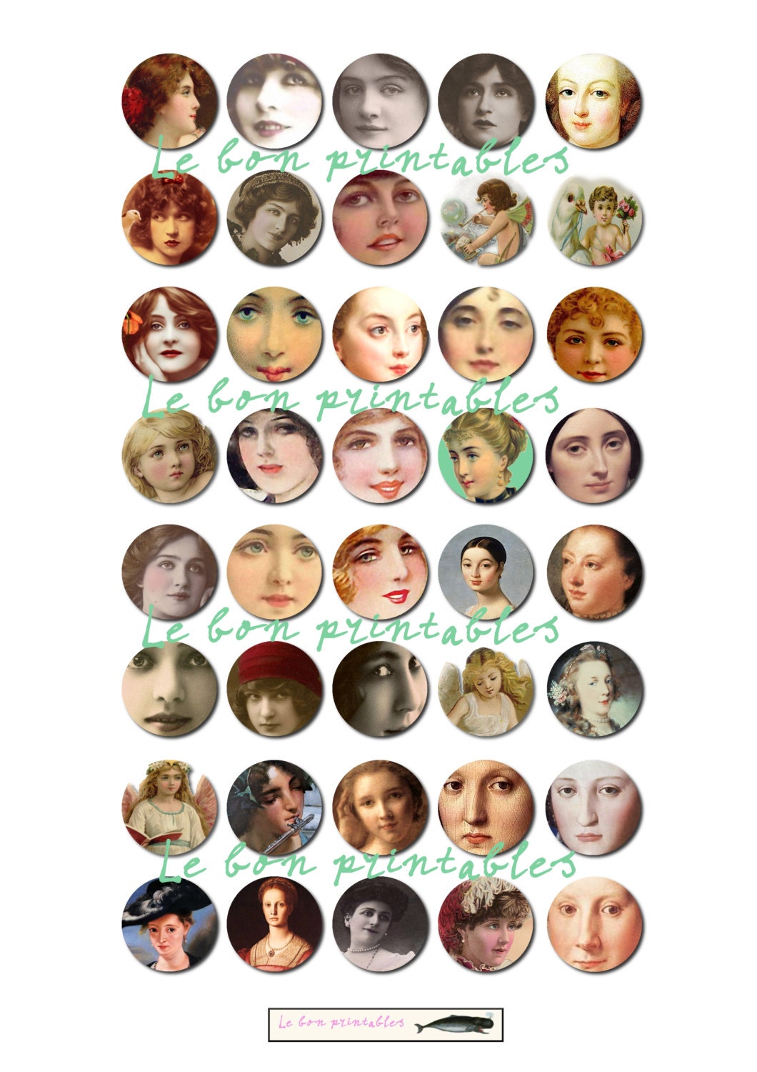 1 Inch Circle Template 40 Circles Diy Collage Sheet Jpg, Psd, Gimp, for ...