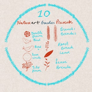 Procreate Brushes Pack Nature Folk Art Stamps Ink for Procreate App ...