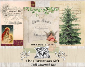 Junk Journal Kit, Tall and Slender, Christmas, Holiday, Angels, Nativity, Vintage, Prayer Journal