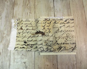 Tim Holtz  Fabric, Hand Torn strip, Script handwriting, grungy, junk journals, snippets, ephemera, slow stitch, mixed media