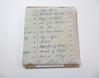 Tim Holtz Fabric Strip, Indigo Ledger, Journal Ephemera,  Slow Stitch, Mixed Media, #PWTH294, 3x44 inches
