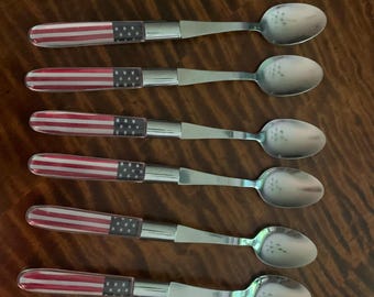 Stars and Stripes Patriotic Iced Tea/Sundae Spoons set of 8