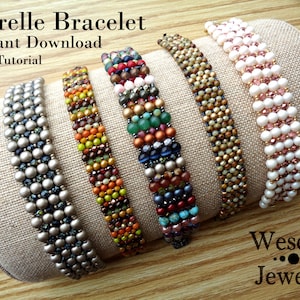 Beadweaving Pattern: Norelle Bracelet Cuff with Druks, Pearls (PDF Pattern)