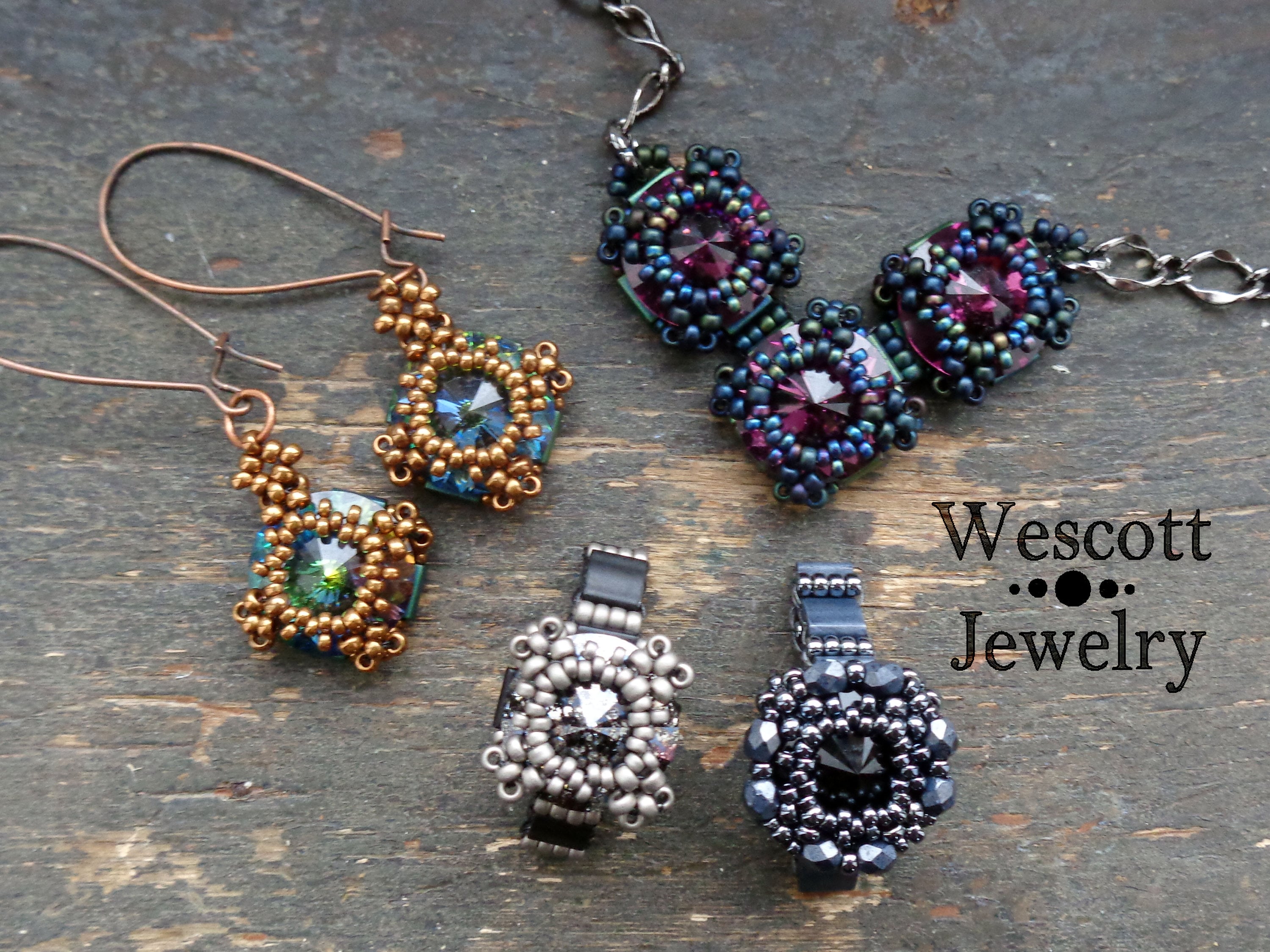 Beadweaving Pattern: Joystone Rivoli Bezel for Ring, Earrings, Necklace ...