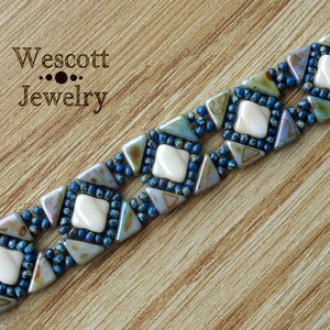 Beadweaving Pattern for Backsplash Bracelet and Earring with Tango Beads and Silky Beads image 2