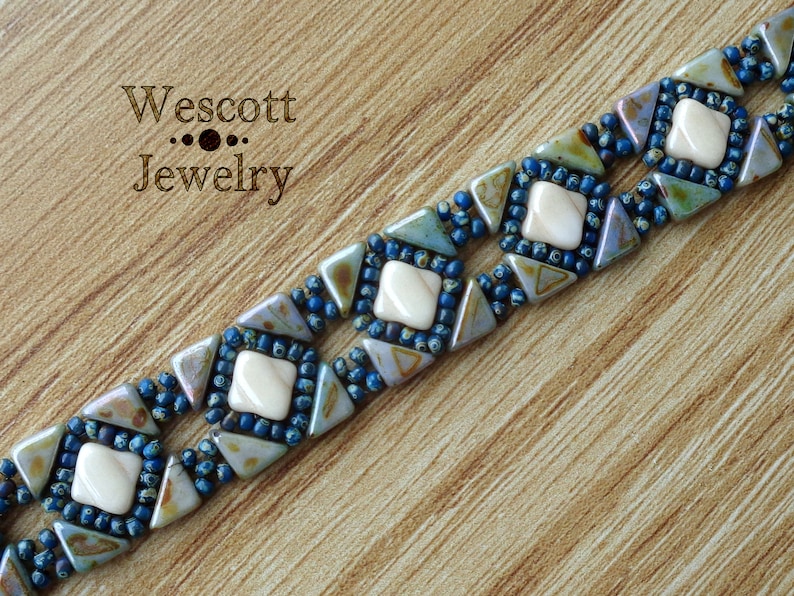 Beadweaving Pattern for Backsplash Bracelet and Earring with Tango Beads and Silky Beads image 2