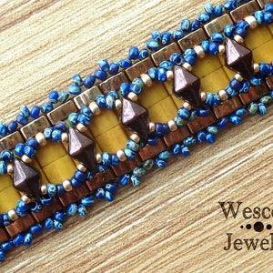 Perlenwebmuster für Odessa Manschettenarmband mit DiamonDuo Beads oder GemDuo Beads, Tila Beads und Halb-Tila Beads Bild 9