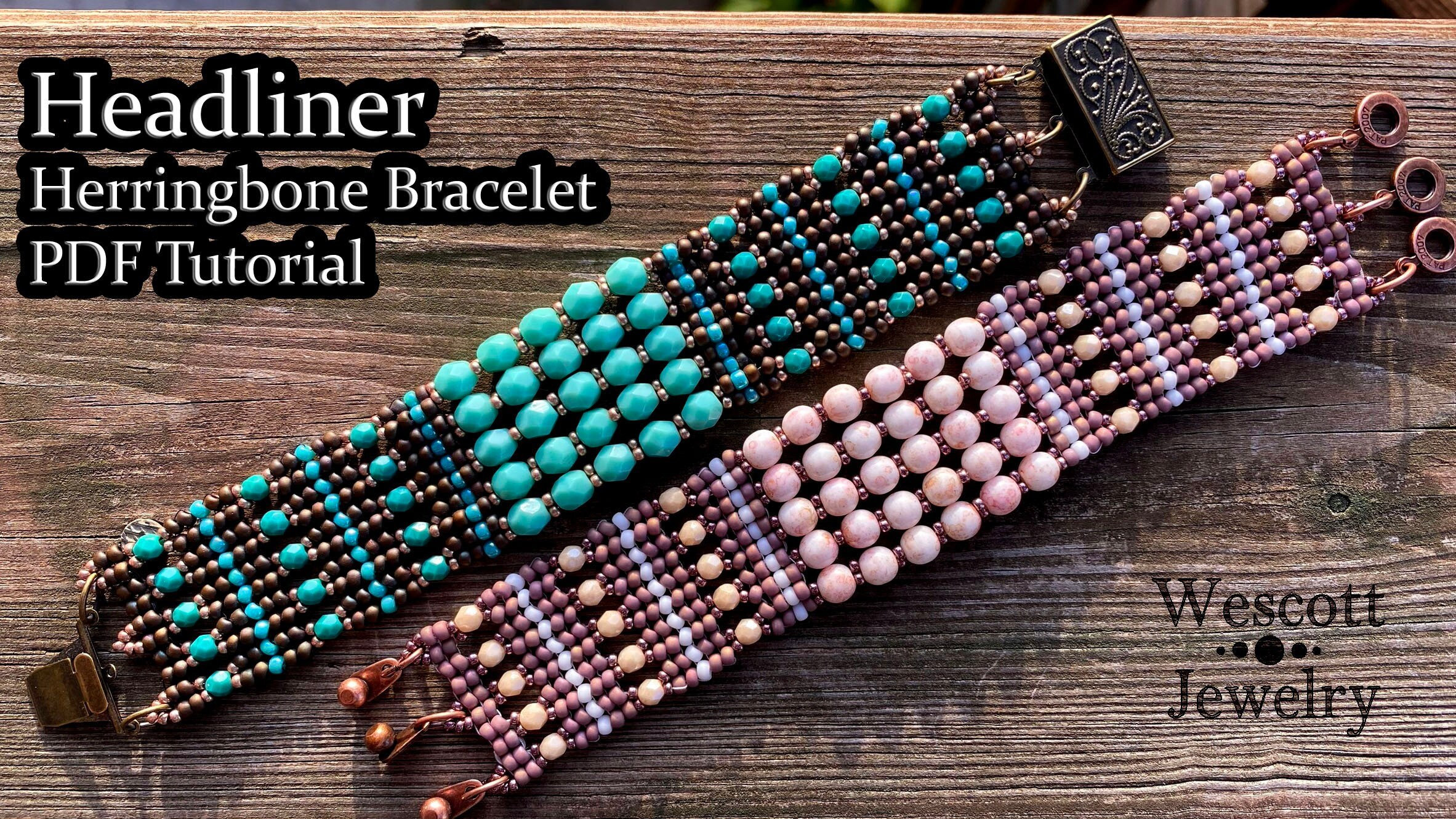 Headliner Patterns Headliner Herringbone Beaded Bracelet Cuff Pattern: Seed Bead Tutorial ...