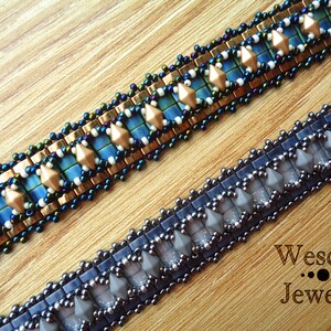 Perlenwebmuster für Odessa Manschettenarmband mit DiamonDuo Beads oder GemDuo Beads, Tila Beads und Halb-Tila Beads Bild 10