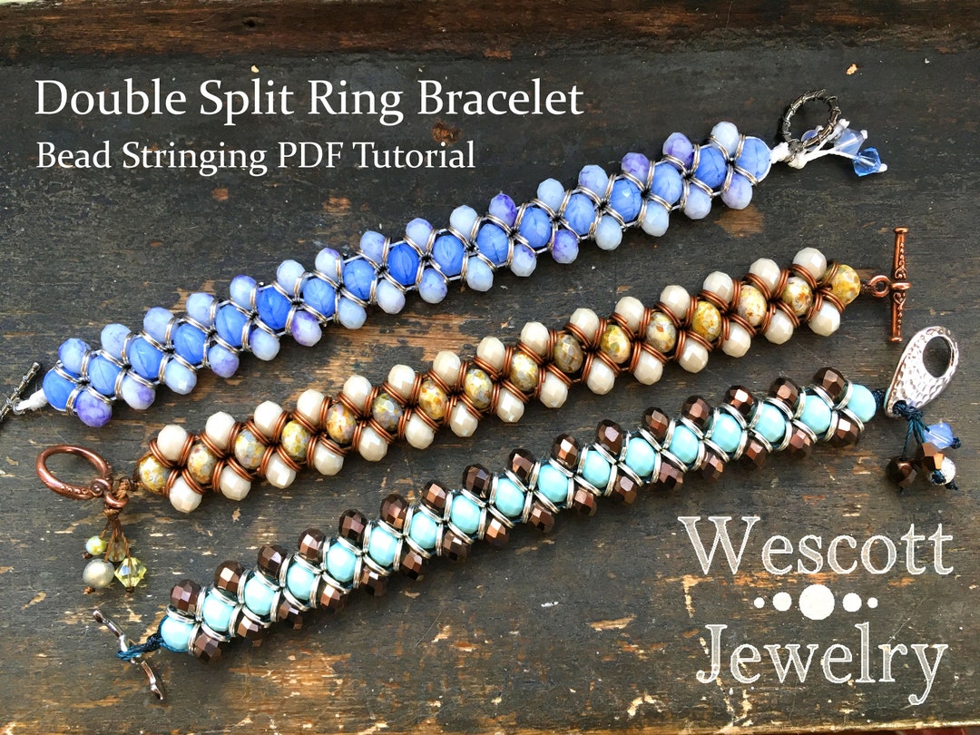 Beading Pattern for Double Split Ring or Jump Ring Bracelet Bead Stringing  Tutorial With No Needle Jump Rings and Cord Stringing Pattern -  Israel