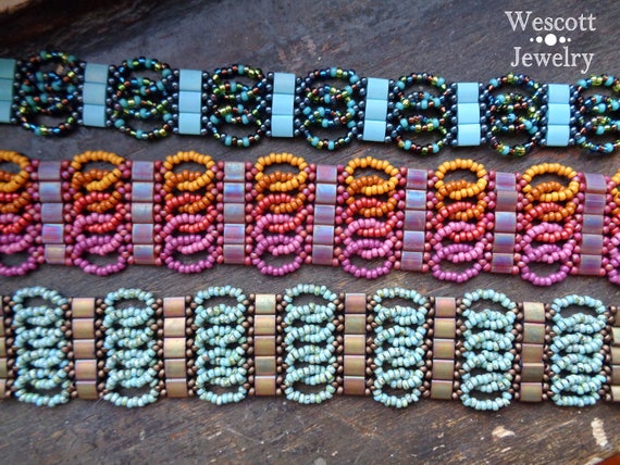 Paisley Beaded Bracelet Kit with 2-Hole Glass Beads (Electric