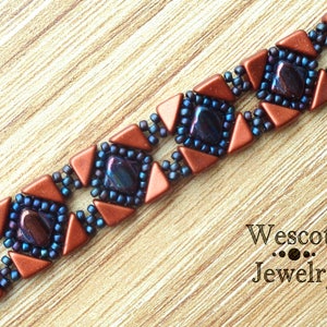 Beadweaving Pattern for Backsplash Bracelet and Earring with Tango Beads and Silky Beads image 9