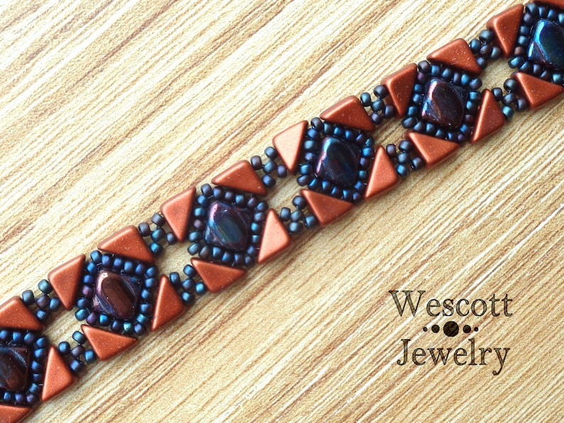 Beadweaving Pattern for Backsplash Bracelet and Earring with Tango Beads and Silky Beads image 9