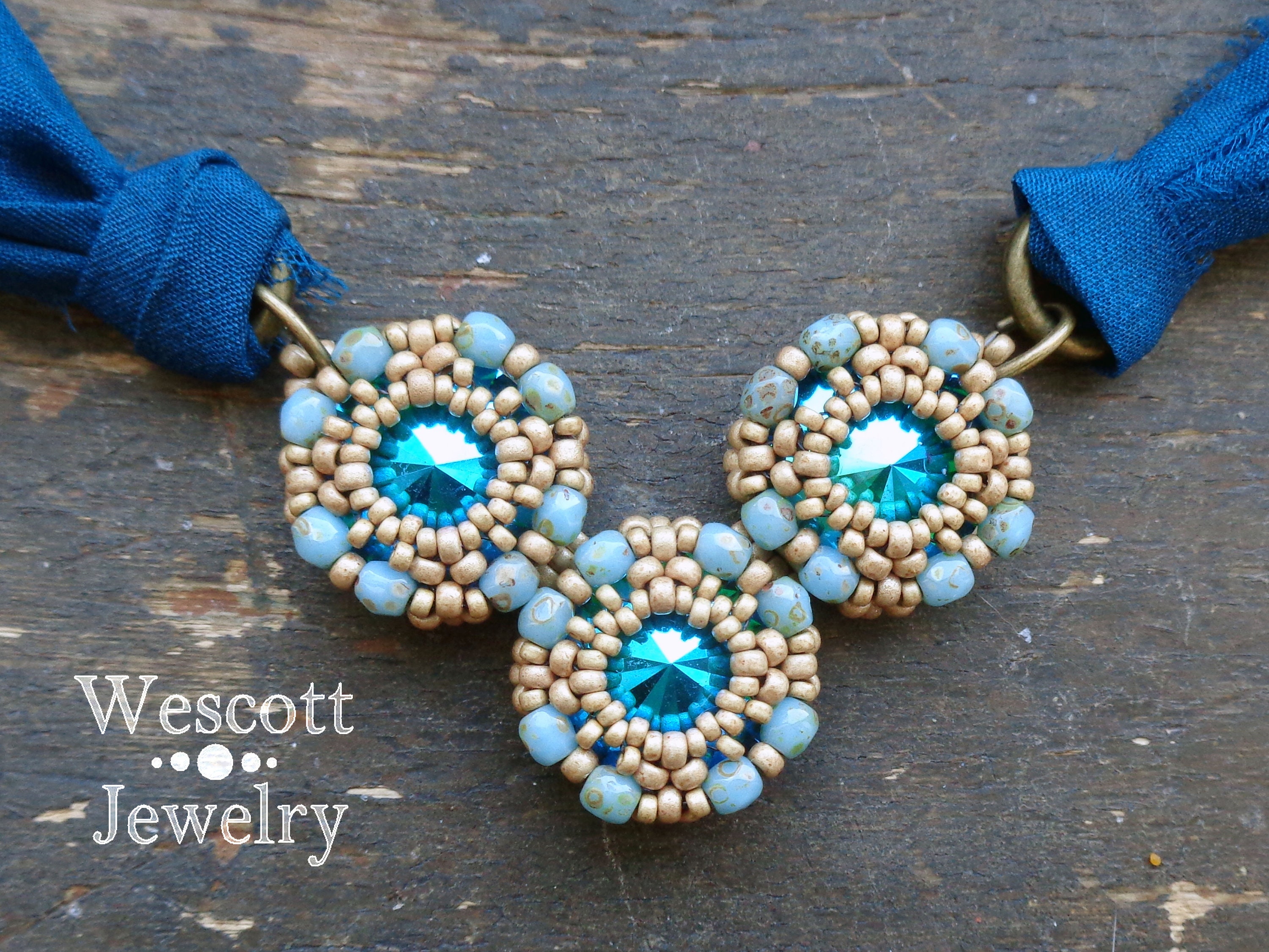 Beadweaving Pattern: Joystone Rivoli Bezel for Ring, Earrings, Necklace ...