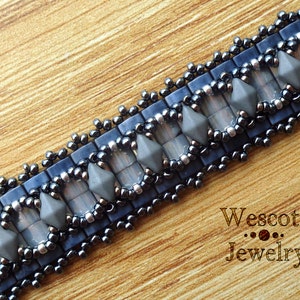 Perlenwebmuster für Odessa Manschettenarmband mit DiamonDuo Beads oder GemDuo Beads, Tila Beads und Halb-Tila Beads Bild 6