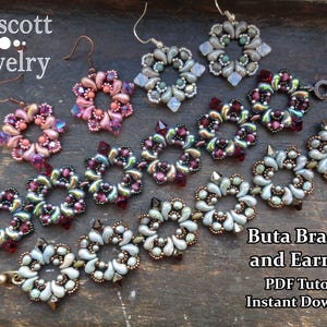 Beadweaving Pattern: Buta Bracelet and Earrings with ZoliDuos (PDF Tutorial)
