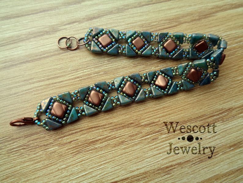 Beadweaving Pattern for Backsplash Bracelet and Earring with Tango Beads and Silky Beads image 4