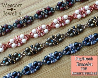 Beadweaving Pattern for Daybreak Bracelet with MiniDuos and SuperDuos