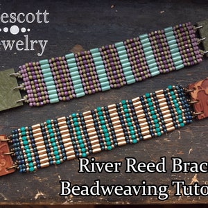 Beadweaving Pattern for River Reed Herringbone Beaded Cuff Bracelet - Instant Download PDF Instructions Tutorial for Tubelet & Seed Beads