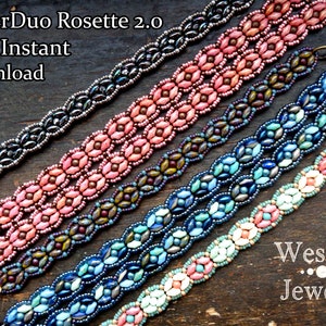 SuperDuo Rosette Bracelet Beadweaving Pattern: Includes Double Wide Version (PDF Tutorial)