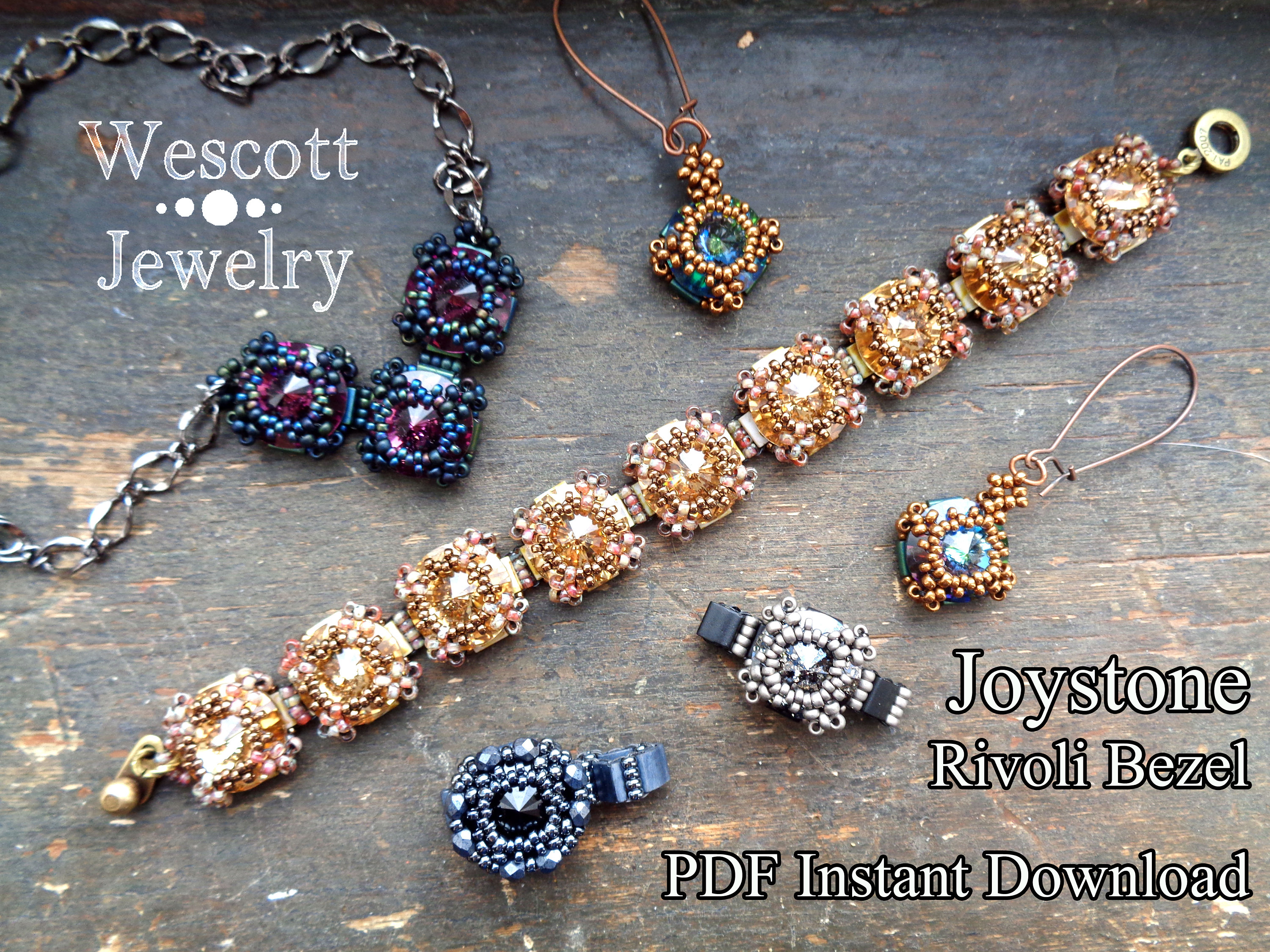 Beadweaving Pattern: Joystone Rivoli Bezel for Ring, Earrings, Necklace ...