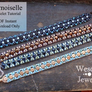 Beadweaving Pattern for Demoiselle Bracelet with Honeycomb Beads or DiscDuo Beads and SuperDuo Beads