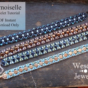 Beadweaving Pattern for Demoiselle Bracelet with Honeycomb Beads or DiscDuo Beads and SuperDuo Beads