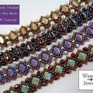 Beadweaving Pattern for Tracery Trinket with Silky Beads, Japanese Seed Beads, and Crystals, Fire-Polished Czech Crystal or Pearl Beads