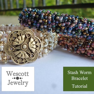 ビーズ織りのパターン：Stash Worm Seed Beadブレスレットのチュートリアル（PDFチュートリアル）