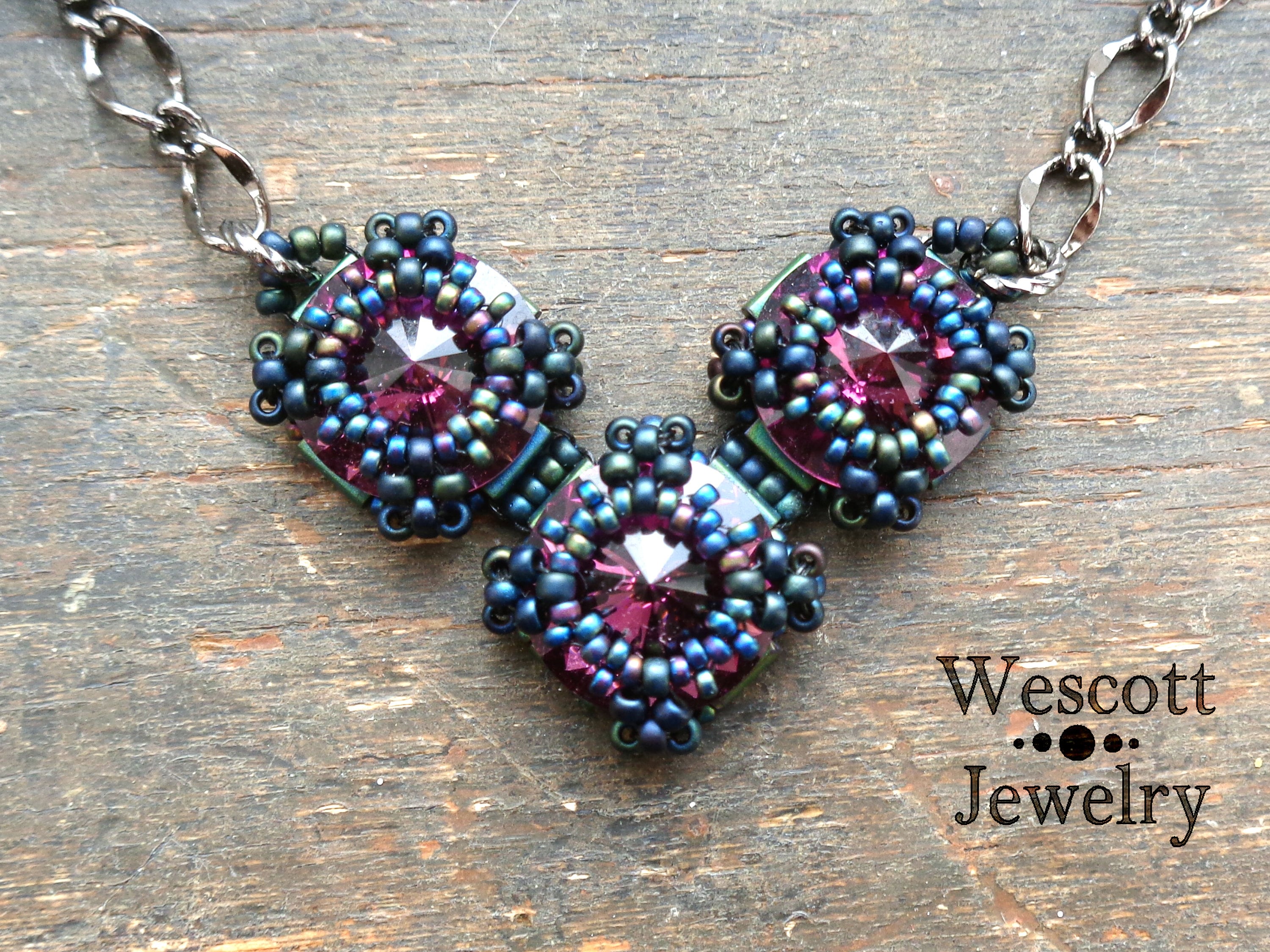 Beadweaving Pattern: Joystone Rivoli Bezel for Ring, Earrings, Necklace ...
