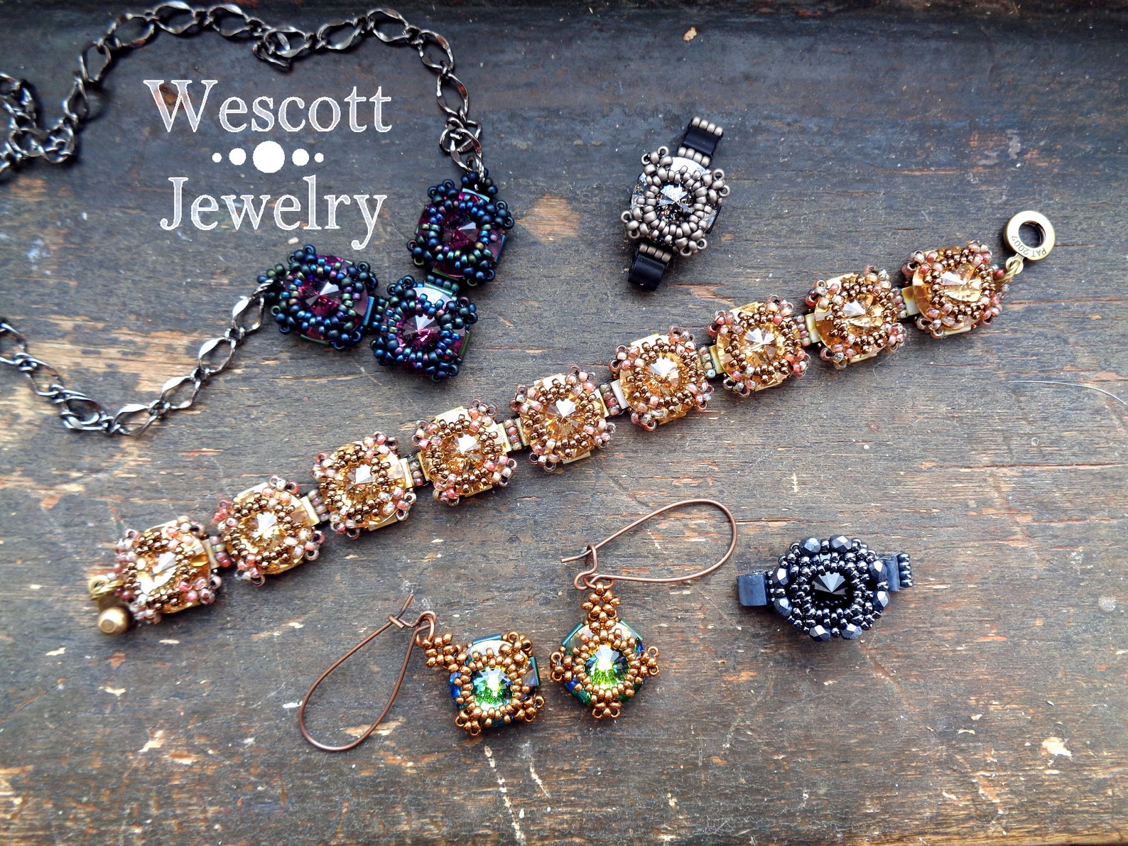 Beadweaving Pattern: Joystone Rivoli Bezel for Ring, Earrings, Necklace ...