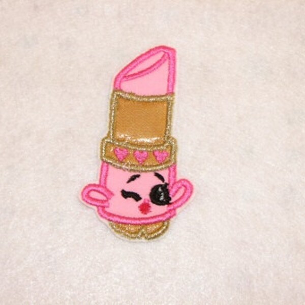 Shopkins Lipstick geen naai opstrijkbare Patch stoffen geborduurd