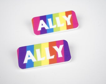 Rainbow Ally pin, lgbtq support, lgbtq pin, pride pin, pride gift for millennial, gen z gift, rainbow pride