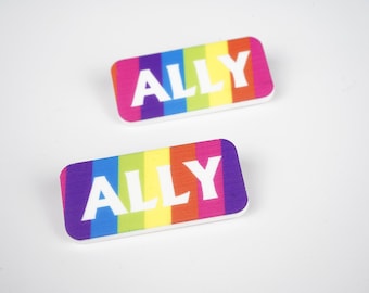 Rainbow Ally pin, lgbtq support, lgbtq pin, pride pin, pride gift for millennial, gen z gift, rainbow pride