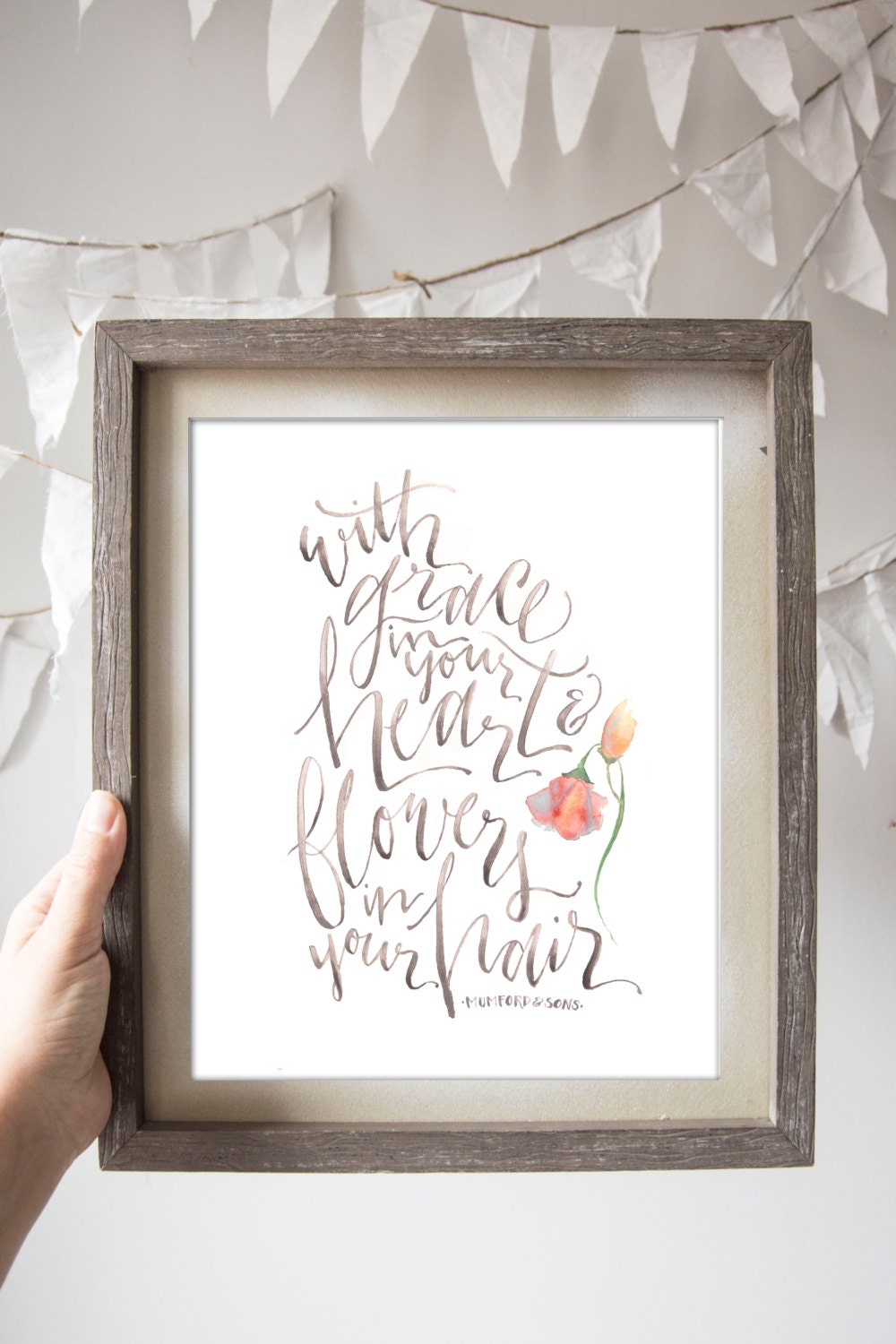 Flowers in Your Hair // Mumford and Sons Lyric Print Etsy