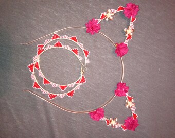 Beaded Set (hoop earrings & headband)