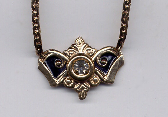 Vintage Black Enamel Deco Style Curb Chain Necklace b… - Gem Vintage Black Enamel Deco Style Curb Chain Necklace b… - Gem