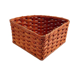 Amish Baskets  Corner Storage Small Handmade Solid Oak Woven Wicker Basket
