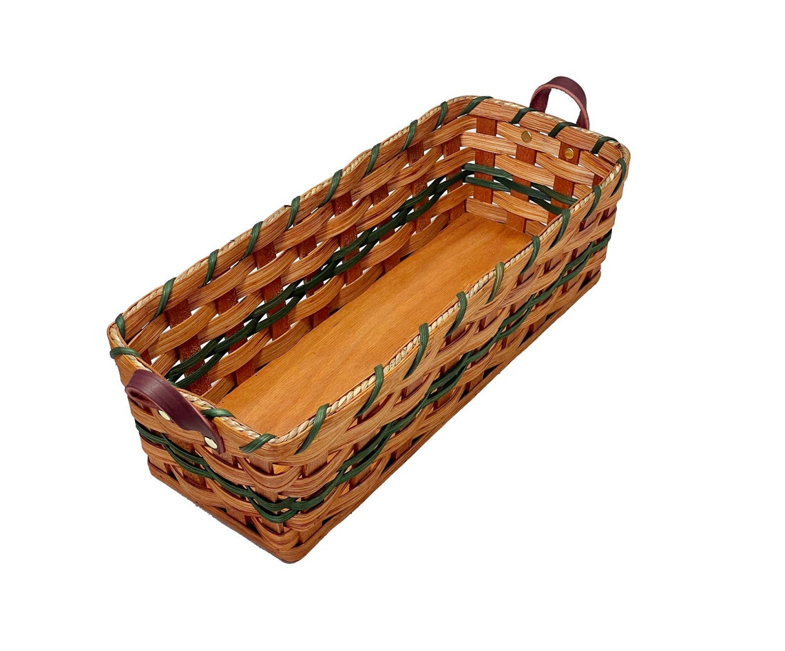 Amish Bread Basket Server Handmade With Leather Handles by Etsy