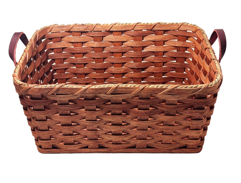 Amish Baskets Fruit Basket Handmade Solid Oak With Leather Handles Large Natural