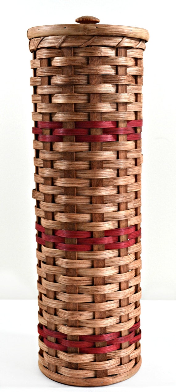 Amish Handmade Toilet Paper Holder Basket With Wooden Lid Etsy