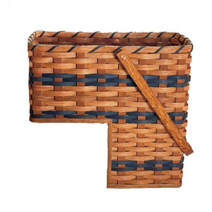 Amish Baskets  Stair Step Basket Narrow Wicker Storage With Swinging Handle