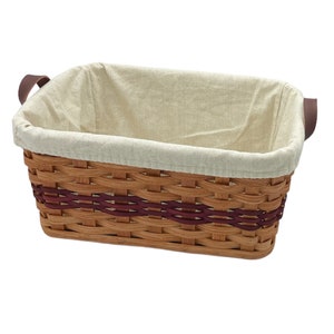 Amish Baskets Fruit Basket Handmade Solid Oak With Leather Handles Large image 10