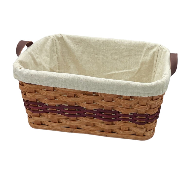 Amish Baskets Fruit Basket Handmade Solid Oak With Leather Handles Large image 10