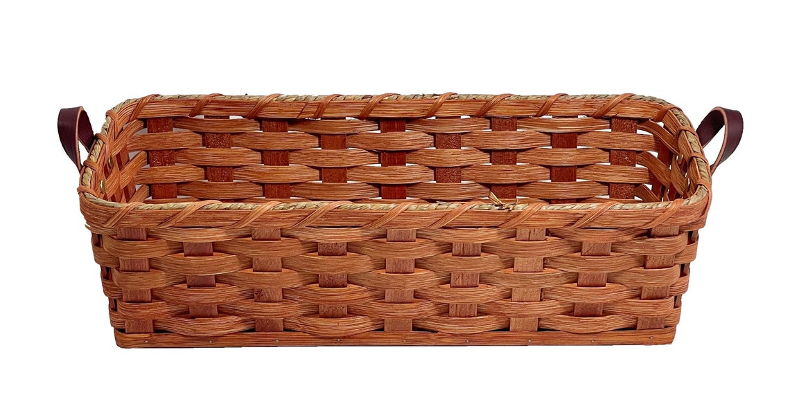 Amish Bread Basket Server Handmade With Leather Handles by Etsy