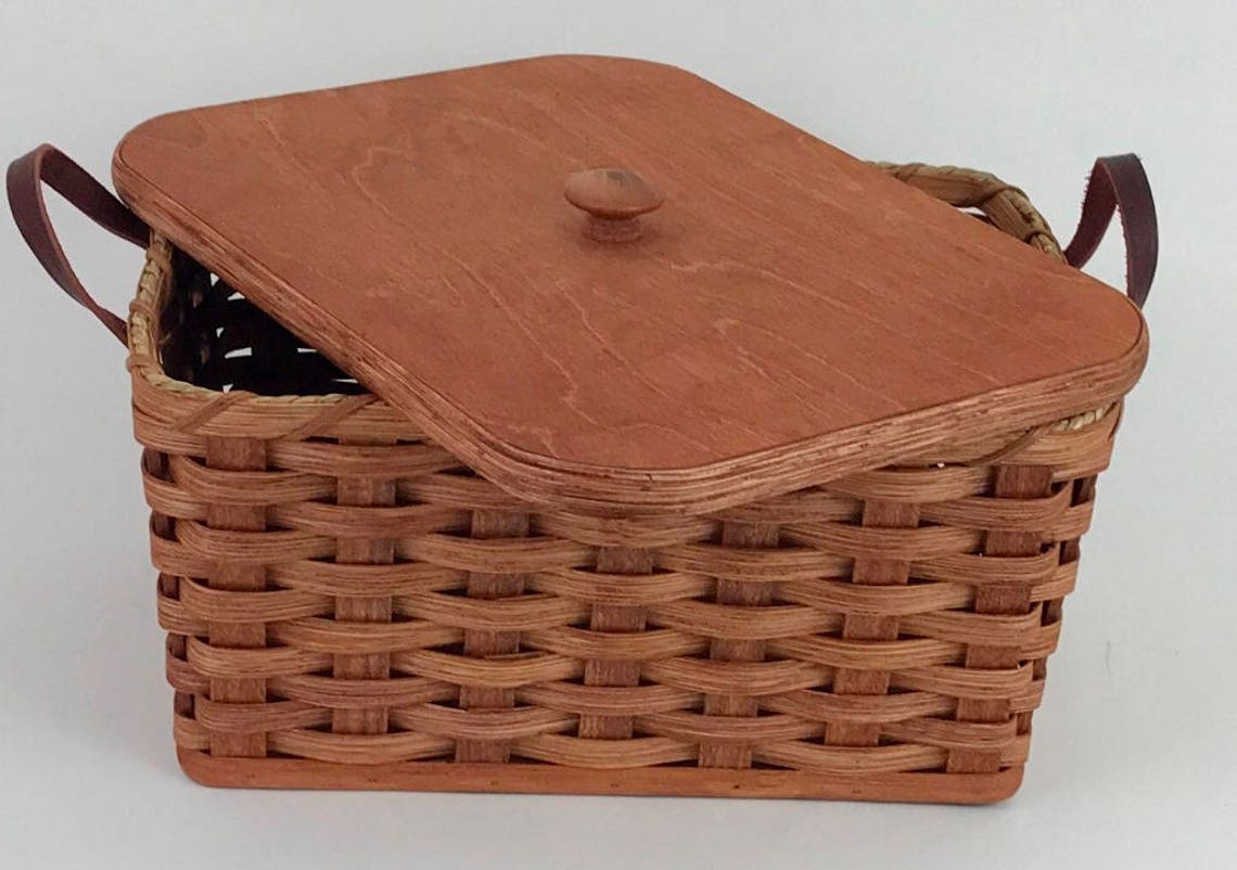 Amish Knitting Basket Amish Handmade Rectangular Sewing Basket Etsy