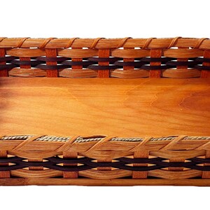 Amish Hot Dish/Cake Server Basket With Solid Oak Bottom Leather Handles Wine