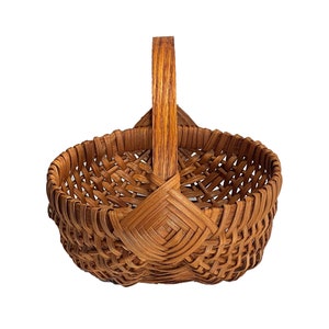Amish Melon Basket Handmade Small Size Woven Egg Gathering Buttocks Basket