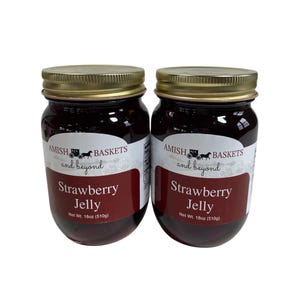 Amish Strawberry Jelly Non GMO All Natural Vegan - 18 oz - 2 Jars
