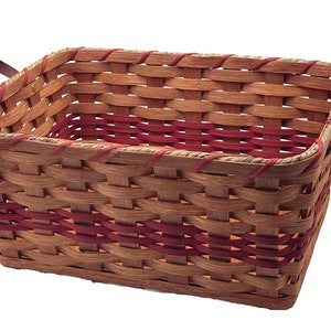 Amish Baskets Fruit Basket Handmade Solid Oak With Leather Handles Large image 2